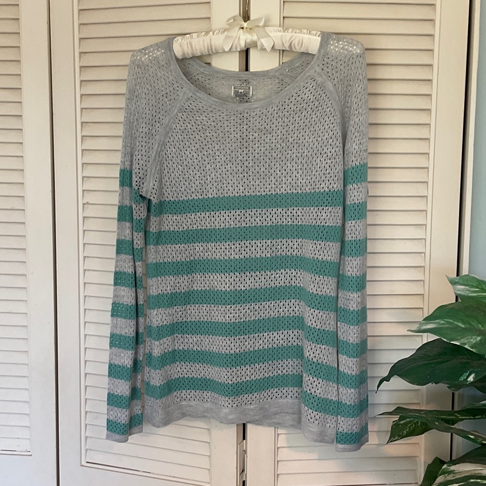 Converse One Star Women's Gray and Turquoise Striped Sweater